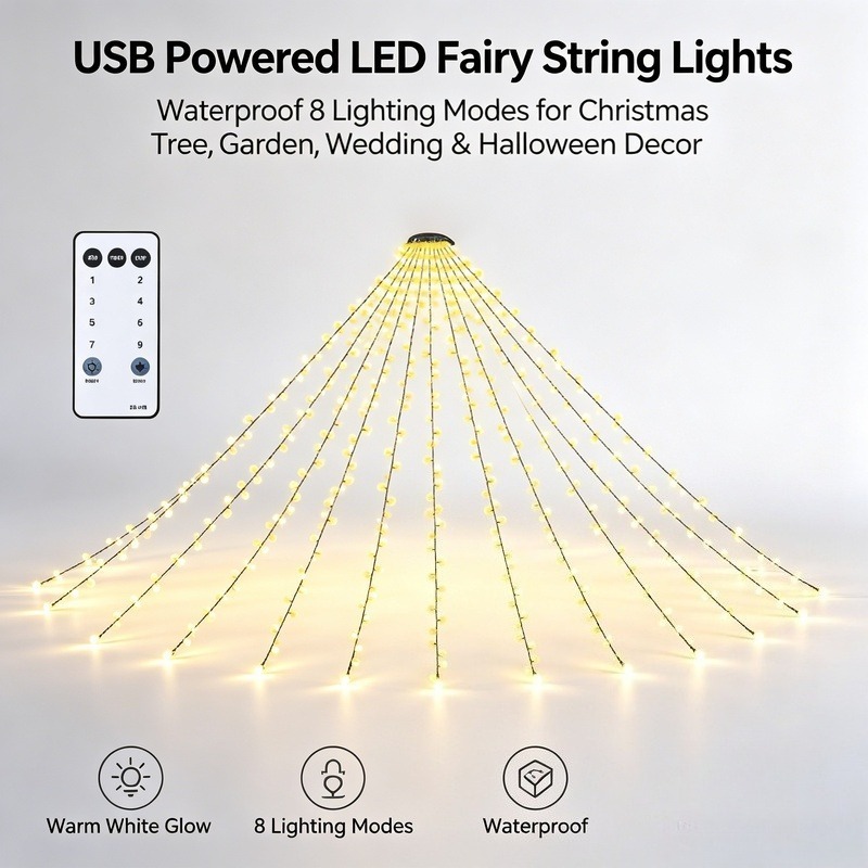 Garden Lighting Decor - Guirnalda de Luces LED USB, Luces