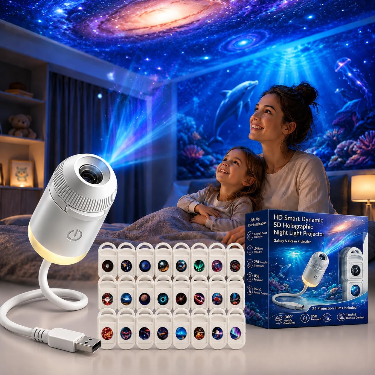 Lighting Decoration For Home - Proyector de Luz Nocturna Holográfico 5D