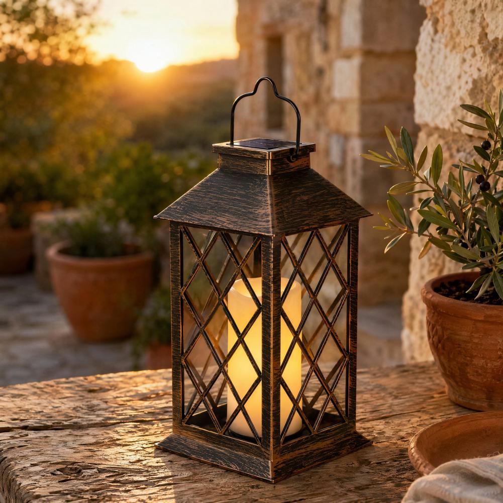 Garden Lighting Decor - Linterna Solar Retro, Lámpara Solar de