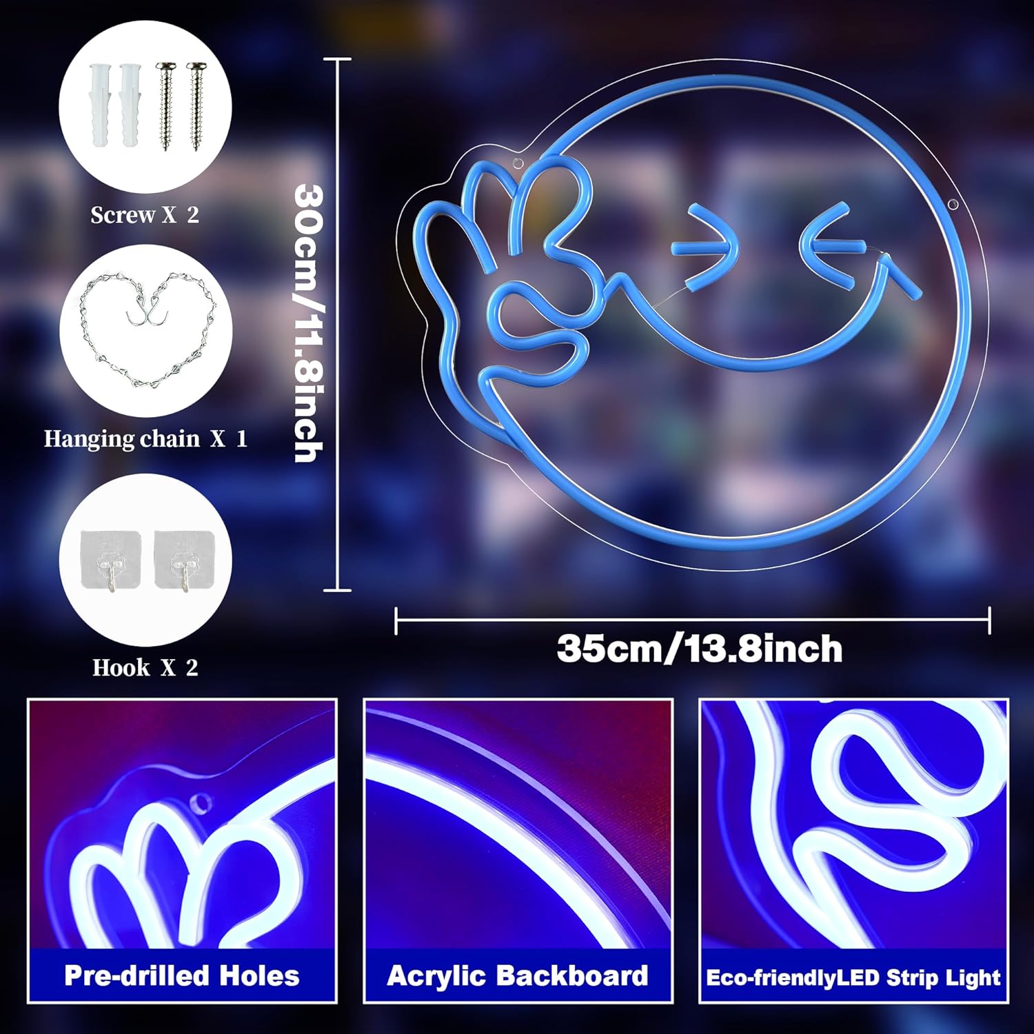 Emoji Smile OK letrero de neón - Ok Lighting Decor reseña y precio