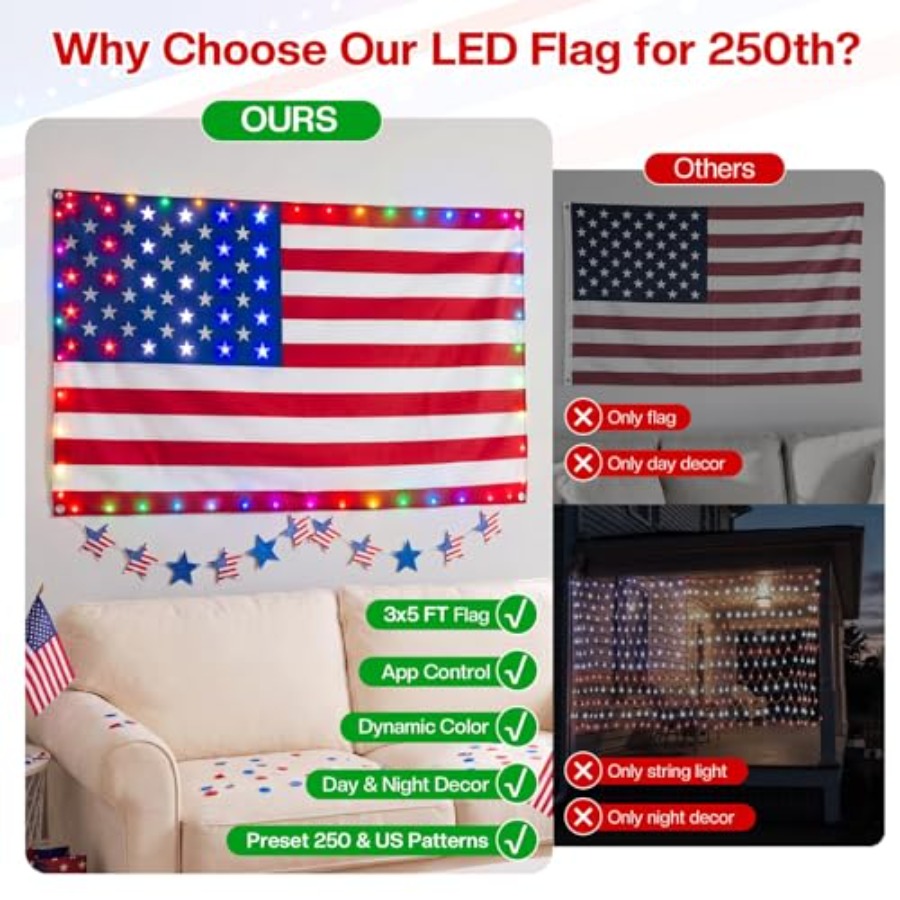 Bandera Americana Inteligente  - Up Lighting Decor reseña y precio