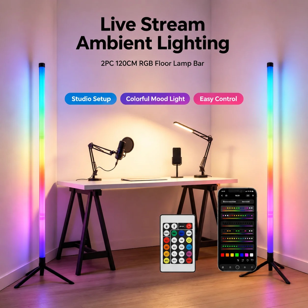 2 Lámparas de Pie RGB de 120 C - Lighting Decoration For Home reseña y precio