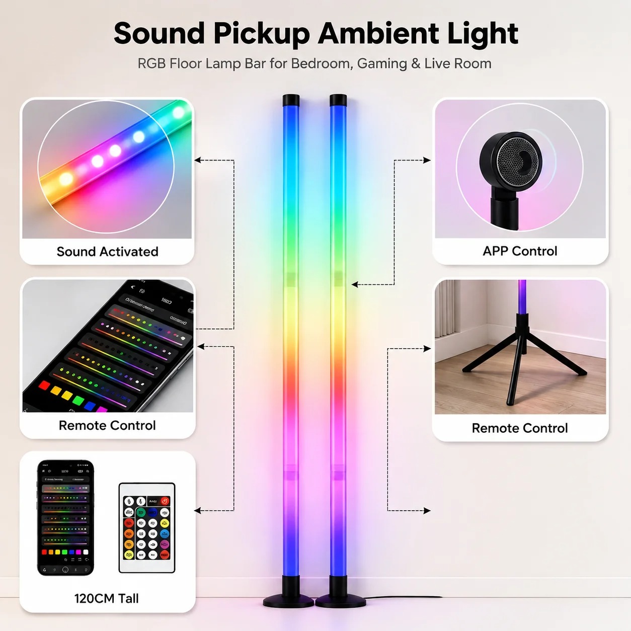 2 Lámparas de Pie RGB de 120 C - Lighting Decoration For Home reseña y precio