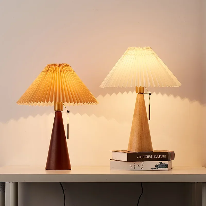 Lámpara de mesa plisada retro, - Lighting Decoration For Home reseña y precio