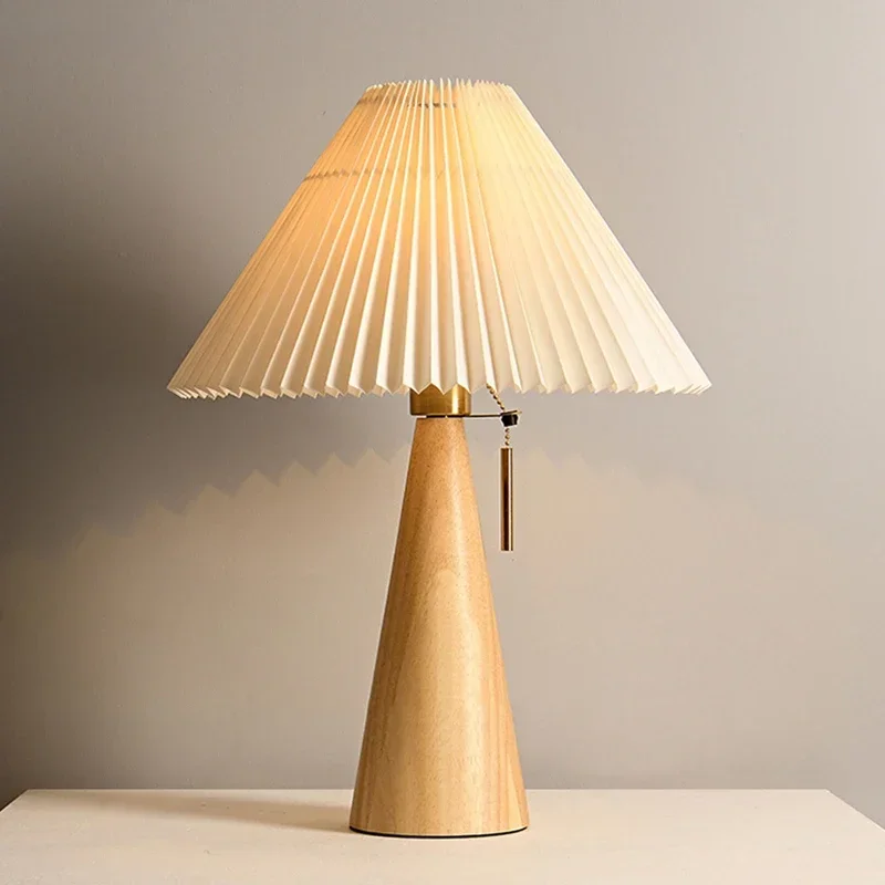 Lámpara de mesa plisada retro, - Lighting Decoration For Home reseña y precio